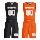 Custom Black Orange Classic Style Reversible Basketball Uniform Personalized COOLMAX BBJR-D017019